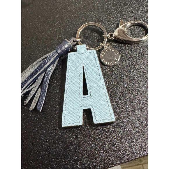 Rebecca Minkoff Accessories - Rebecca Minkoff Letter A Light Blue Saffiano Tassel Charm Keychain‎ Bag Fob